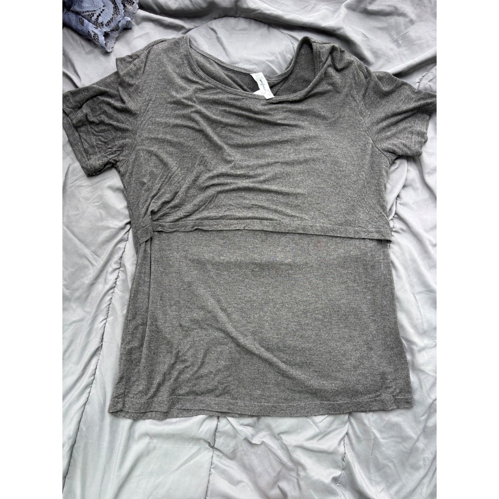 Sosolism Maternity‎ Nursing Tee Short Sleeve Heather Gray Breastfeeding Top M